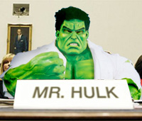 The Hulk appears before the Congressional panel on steroids and human growth hormone.