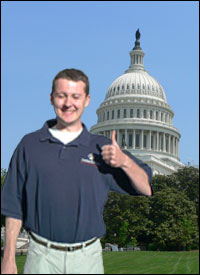 Larry Branagan, Health Insurance lobbyist, poses outside the Capital building earlier this year.