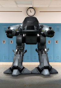 NRA has suggested placing heavily armed robotic sentries (like the one above) at every entrance to every school in the country.