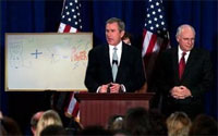 A white board where President Bush had sketched out the original idea for his energy plan was included in the press conference.