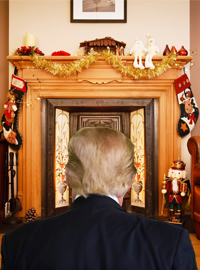 President Trump said he will wait up until Santa Claus arrives on Christmas Eve to confront Claus on past gifts.