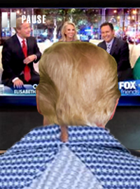 President Trump has been staring at a paused television for three hours waiting for the show to resume. 