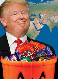 President Trump has spent the last several weeks planning a world-wide trick-or-treat route that will ensure he gets high quality candy.