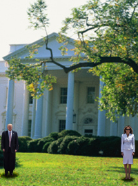 Melania and her husband maintain physical distance as recommended by Melania's doctors.