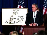 President Bush meets with reporters to discuss his Homeland Security Plan. 