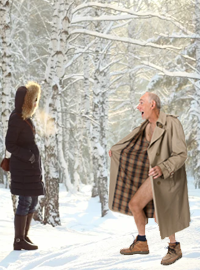 Old Man Winter exposes himself to a woman outside of Helsinki. 
