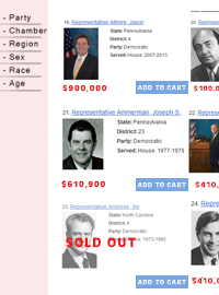 The Congress.gov website still has several politicians that are available to be purchased.