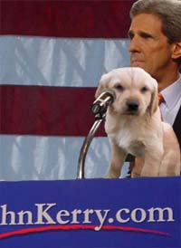 Presidential Candidate John Kerry's running mate, Freedom, addresses reporters at a press conference last week.